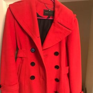 Bcbg red pea coat